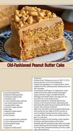 an old - fashioned peanut butter cake recipe is featured in the magazine's cookbook