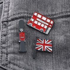 This whimsically illustrated Simply London Bus enamel pin badge is a loving tribute to the iconic Route-master bus and serves as a reminder of your adventures in the Big Smoke. This fun and playful red London Bus pin badge by Victoria Eggs is a fun addition to any outfit! - Made in Britain from soft enamel. - Dimensions: 25 x 19mm - Packing: Individually cello wrapped with a co-ordinated card backing board. International shipping available. Shop the rest of the Simply London collection here. 2 Aesthetic, London Queen, Queens Guard, British Things, Jack Flag, Union Jack Flag, Flag Pins, Double Decker Bus