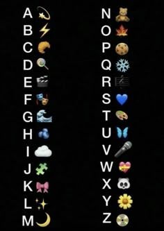 the letters are made up of different types of emoticions and symbols on black background