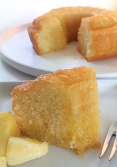 a piece of cake on a plate with a fork