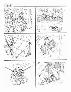 the storyboard shows how to set up a campfire