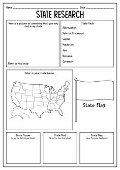 state research worksheet for students