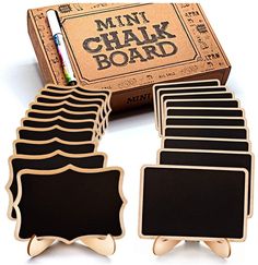 mini chalk board with wooden stand and blackboard