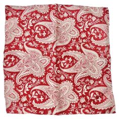 Get your hands on this timeless Gianfranco Ferre pocket scarf circa 1980s! A bright red 100% silk features a gorgeous white paisley pattern throughout to create this classic and chic closet staple. Add the perfect touch of vintage to your look with this pocket scarf and prepare to never run out of ways to style this piece. . Wear this as a neck tie with a Chanel sun dress and some Louis Vuitton espadrilles for an elegant and chic look. In good vintage condition, please see photos. Made in Italy. Designer Silk Square Scarf, Luxury Vintage Red Scarf, Luxury Red Silk Scarves, Vintage Patterned Silk Scarves, Vintage Silk Rectangular Scarf, Pocket Scarves, Elegante Y Chic, Gianfranco Ferre, Printed Silk Scarf