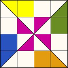 an image of a colorful quilt block