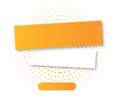 an orange and white paper with dots on the bottom is in front of a halftone background