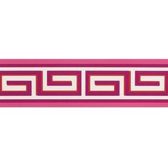 a pink and white border with greek designs on it's edges, in the shape of rectangles