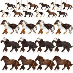 an assortment of horses are depicted in this image