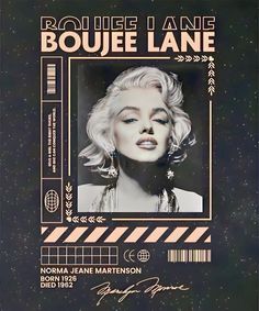 a marilyn monroe poster with the name of her album, boule l'janee lane