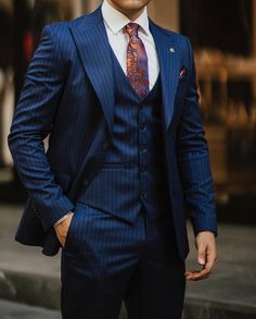 Groom Suit Navy, Blazer Waistcoat, Blue Three Piece Suit, Vest Outfits Men, Formal Men Outfit