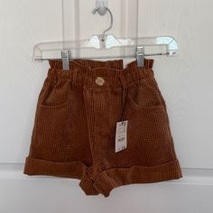 New With Tags Cute Cotton Bottoms For Fall, Brown Cotton Shorts For Fall, Trendy Brown Cotton Shorts, Cute Brown Bottoms For Spring, Cute Brown Spring Bottoms, Brown Cotton Bottoms By Zara, Zara Brown Cotton Bottoms, Trendy Zara Cotton Shorts, Zara Brown Short Bottoms