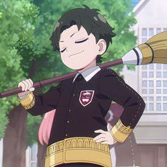 an anime character holding a large stick in his hand