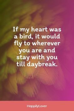 the quote if my heart was a bird, it would fly to wherever you are and stay with you till daybreak