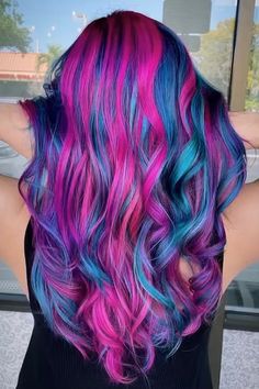 Multi Color Hair Ideas, Multi Coloured Hair, Hair For Summer, Extreme Hair Colors, Pinwheel Hair Color, Exotic Hair Color, Summer Lights