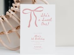 a pink and white birthday card with the words she's a sweet one on it