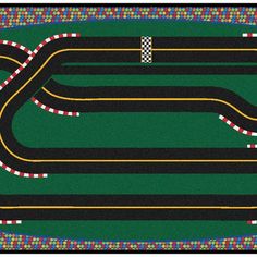 a rug with a racing track on it