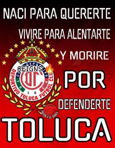 a red and black poster with the words toluca written in spanish on it