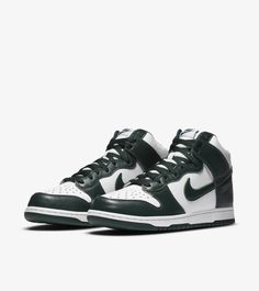 Nike Dunk High Spartan Green, Dunk High Spartan Green, Nike Sb Dunk High, Sb Dunk High, Nike Snkrs, Jordan 11 Retro Low, Nike Models, Michigan State Spartans, Green Sneakers