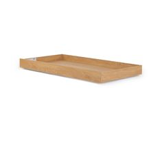 an empty wooden tray on a white background