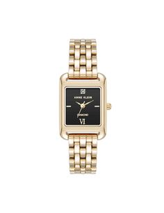 Anne Klein Gold-Tone/Black Legacy Diamond Dial Watch Rectangular Watch, Appreciate Life, Horse Bits, Elevate Your Style, Anne Klein, Silver Watch, Gold Watch, Your Style, Leather Straps