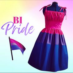 the dress is designed to look like a woman's pink, blue and purple dress