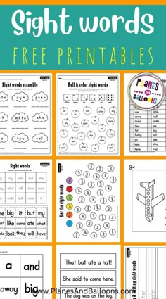 sight words worksheets for preschool and pre - k students to practice sight words