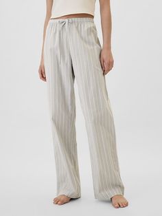 Smooth poplin sleep pants. Drawcord ties at elasticized waist. Select styles have allover print or stripes. #793269 Sleep Pants, Pj Pants, Sleepwear & Loungewear, Gap, The Selection, Lounge Wear, Sleep, Stripes, Pants