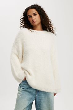 FAUX HAIR RIB SWEATER