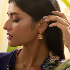 Buy Athena Gold Plated Tribal Earrings | Tarinika Small Jhumki Earrings Gold, Jhumki Earrings Gold Indian Weddings, Jhumkas Gold Indian, Gold Earrings Designs Indian, Gold Jhumki Indian Jewelry, Jhumki Designs Gold, Traditional Gold Earrings, Indian Style Earrings, Indian Gold Earrings