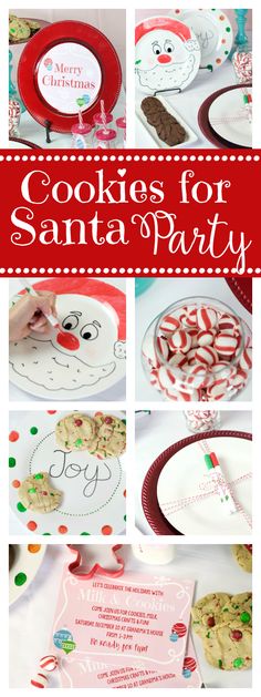 cookies for santa party with red and white plates