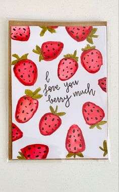 a card with some strawberries on it