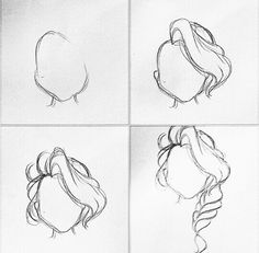 four different views of a woman's hair