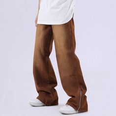 Long Straight Leg Jeans, Brown Denim Pants, Bootcut Trousers, Denim Pants Mens, Brown Jeans, Pants Vintage, Pants Men, Colored Denim, Pair Of Pants