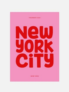 Trendy New York City typography poster in pink and red. Perfect for adding a touch of nostalgia to any room, this poster is a must-have for any traveler or lover of vintage decor. Pink Typography Design, Graphic Design Inspo Typography, Typography Poster Design Inspiration, Typeface Poster Design, Americana Typography, New York Typography, Resume Fonts, Fashion Zine, Pink Graphic Design