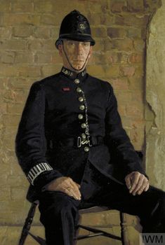 a painting of a man in uniform sitting on a chair