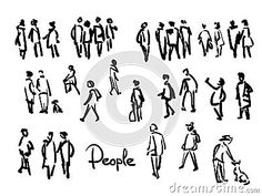 people silhouettes in different poses and sizes with the word people written on them,