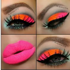 .... why go natural when you can go neon Bright Eyeshadow, Carnival Makeup, Neon Makeup, Eye Makeup Looks, Smink Inspiration, Green Eye, Makijaż Smokey Eye, Eye Makeup Designs