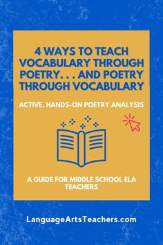 a book cover with the title 4 ways to teach vocably through poetry and poetry through