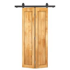 an open wooden door on a white background