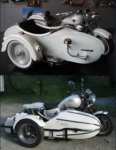 two different views of the same motorcycle sidecar