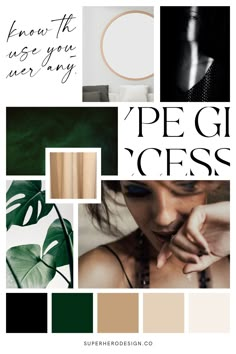 a collage with green and brown colors, including the words'pe gi cess '