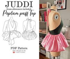 a sewing pattern for a peppum puff top