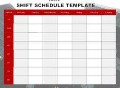 a red and white calendar is shown with the word shift schedule written in front of it