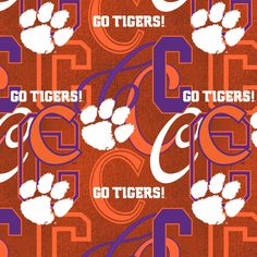 an orange and purple background with white letters that say go tigers, go tiger's