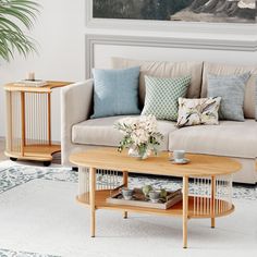 a living room scene with focus on the coffee table