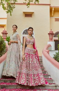 Explore lehengas, saris and jackets in romantic tones like sea blue, dusty rose and ash with intricate zardozi work, metallic bead work, French knots and multi-colored thread work. A collection of soft pastels for the bride, that encompases all her wedding dreams coming true. Women Wedding Guest Dresses, Sea Blue