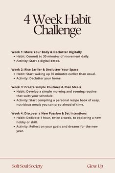 Ready to glow up and become the best version of yourself? Stop waiting for January 1st and start building habits and routines that truly stick. This 4-week December challenge will help you take small, intentional steps to create a life you love ☁️✨ Habit Challenge, Building Habits, Habits And Routines, December Challenge, Stop Waiting, January 1st, Digital Detox, Challenge Week, Evening Routine