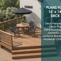 16'x30' DIY Deck - Etsy Deck Blueprints, Deck Drawing, Simple Deck Designs, Deck Plan, Deck Framing, Deck Designs