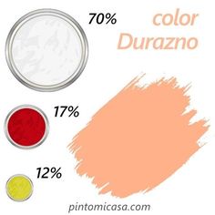 some paint colors that are orange, yellow and red with the words color durazno