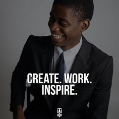 a man in a suit and tie smiling with a quote on the side that says focused on becoming a better me